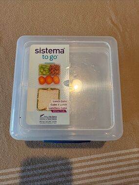 Sistema To Go Clear Lunch Cube with Blue Accent